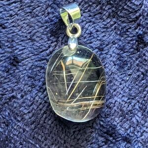 ☪️✨GoLd & SiLVER Rutile Quartz ⭐ goLd hAiR poLished genuine CrystaL Pendant ONLY